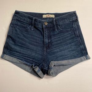 Hollister Denim Dark Rinse Jean Cuffed Hem Shorts Junior’s Size 1
